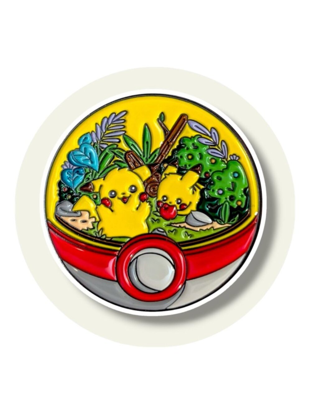 Pokemon Enamel Fantasy Pin: Pikachu Terrarium in Pokeball